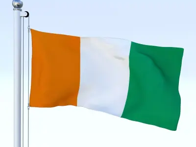 Animated Cote dIvoire Flag Low-poly 3D model