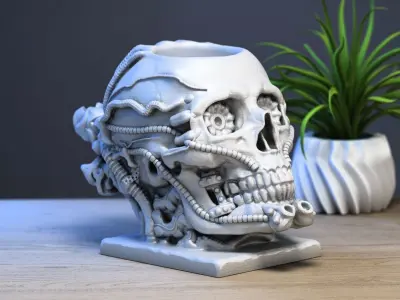 Skull robot pen holder Cyborg pen holder 3D print model