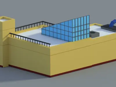 Low Poly Cartoon Factory Low-poly 3D model