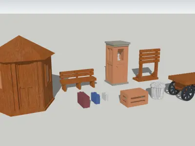 Station Park Accessories Set by Outland Models Low-poly 3D model