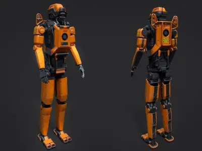 Elysium Droid Orange Skin - Factory Robot Low-poly 3D model