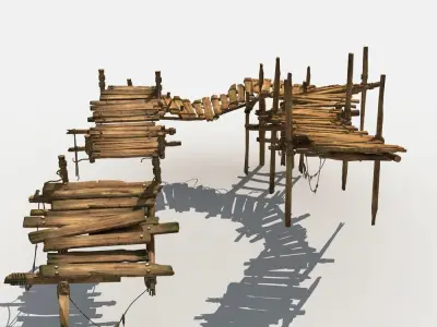 Old Wooden Bridge 02 3D model