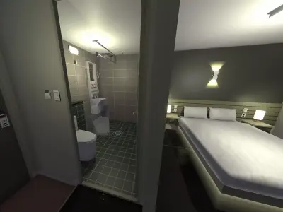 Modern Hotel Room - retro PSX style Low-poly 3D model