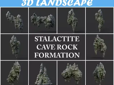 Low poly Stalactite Cave Rock Modular Pack C2 2020 Low-poly 3D model