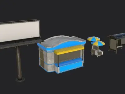 Amusement Park Environment Low-poly 3D model