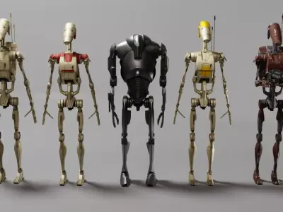 Star wars Battle Droids Low-poly 3D model