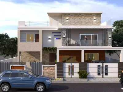 ELEVATION DESIGN OF DUPLEX HOUSE 3D model
