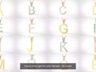 Classic Initial Light All Letter Alphabet 3D Model Pack