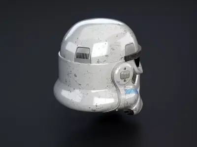 Stormtrooper White Damaged Helmet Low-poly 3D model