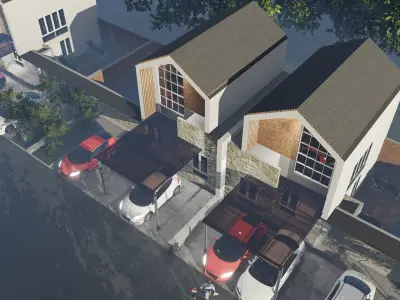 Modern 2 Storey House with Pool 12x12m SketchUp  Lumion 3D model