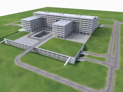 Research Center Building  Low-poly 3D model