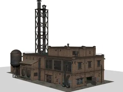 Old Factory Low-poly 3D model Low-poly