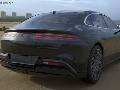  Modern Electric Fastback Sedan Black Rigged for Cinema 4D 