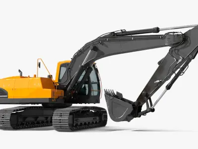 Excavator with Pile of Soil Rigged for Maya 3D model