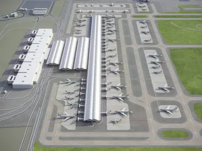 Madrid Airport Low-poly 3D model