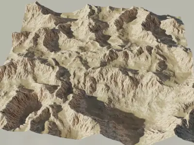 Mountains Realistic Terrain 4k PBR Landscape Low-poly 3D model purchase