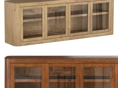 OSLO GLASS 4-DOOR MEDIA CONSOLE 3D model