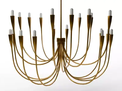 Iiona Brass Candelabra Chandelier - Elegant Ceiling Light Low-poly 3D model