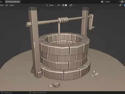 Low poly well Low-poly 3D model