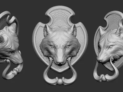 Wolf  Doorhandle 2021 Head  Woolf model to print Part 01 3D print model
