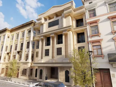 Classic stone facade-Building Classic Facade Element 3D model 5