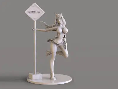 Caution Girl 3D print model