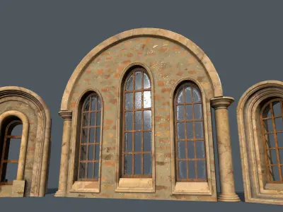 Medieval Window Set Low-poly 3D model purchase