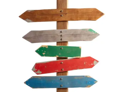 Colorful Wooden Signpost model pack Low-poly 3D model