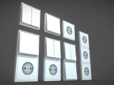 Sockets And Light Switches Low-poly 3D model