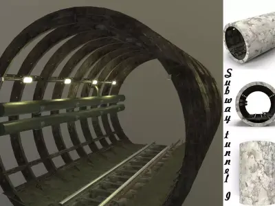 Subway tunnel I Low-poly 3D model