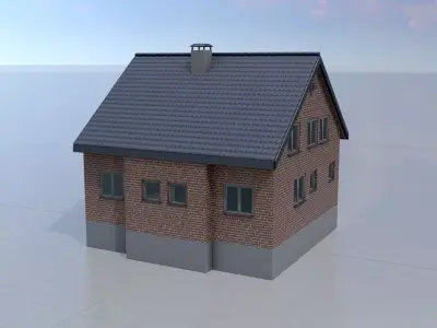 Modern single-family house version 4 L Low-poly 3D model