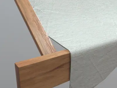 Awning 2 with wooden frame Low-poly 3D model