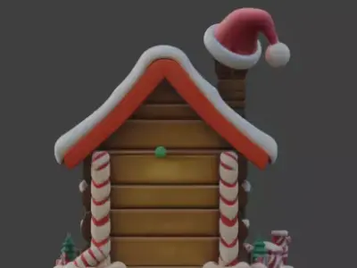 Stylized Christmas Gingerbread House 3D Model Low-poly 3D model