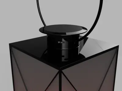Dark Lantern with structured glass and a red lightbulb Low-poly 3D model