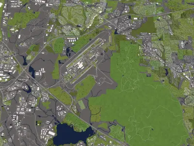 Raleigh 50x50km 3D City Map 3D model