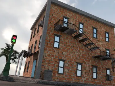 Street Corner Building High Detail 3D model