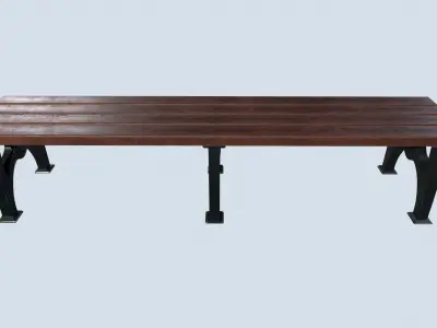 Street bench low poly pbr game ready Low-poly 3D model 7