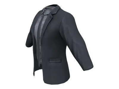 Men Charcoal Gray Suit Jacket With Shirt And Tie Low-poly 3D model