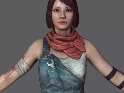 Mechanic girl Zombie killer Low-poly 3D model