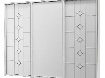 Wardrobe 3d model sliding glass door in gold and rose gold Low-poly 3D model