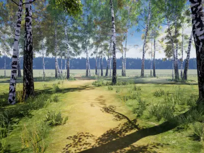 Birch-Tree Grove - low poly Low-poly 3D model