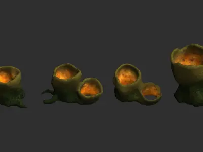 Alien Tubes - Green Low-poly 3D model