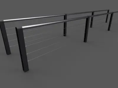 Modular city railing Low-poly 3D model