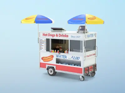 Food Cart Low-poly 3D model