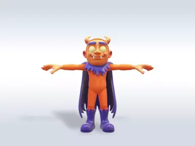 Cheerful Pumpkin evil Boy Halloween Character 3D model