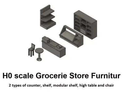 Grocerie Store Furniture - H0 Scale 3D print model 3D print model