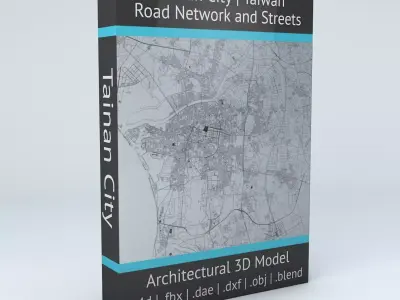 Tainan City  Road Network and Streets 3D model