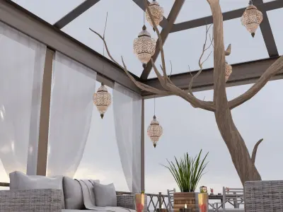 Beach Terrace Blender Scene - DAY 3D model