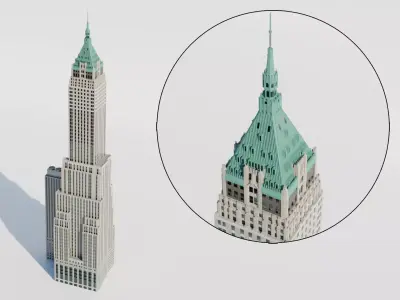 NYC 40 Wall Street Building Low-poly 3D model