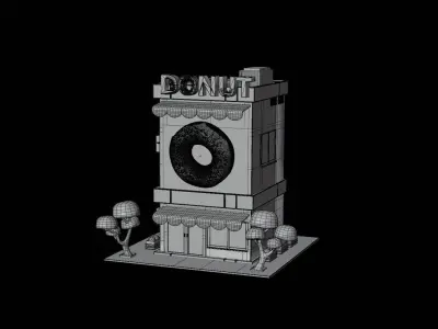 Donut Bakery 3D Illustration 3D model